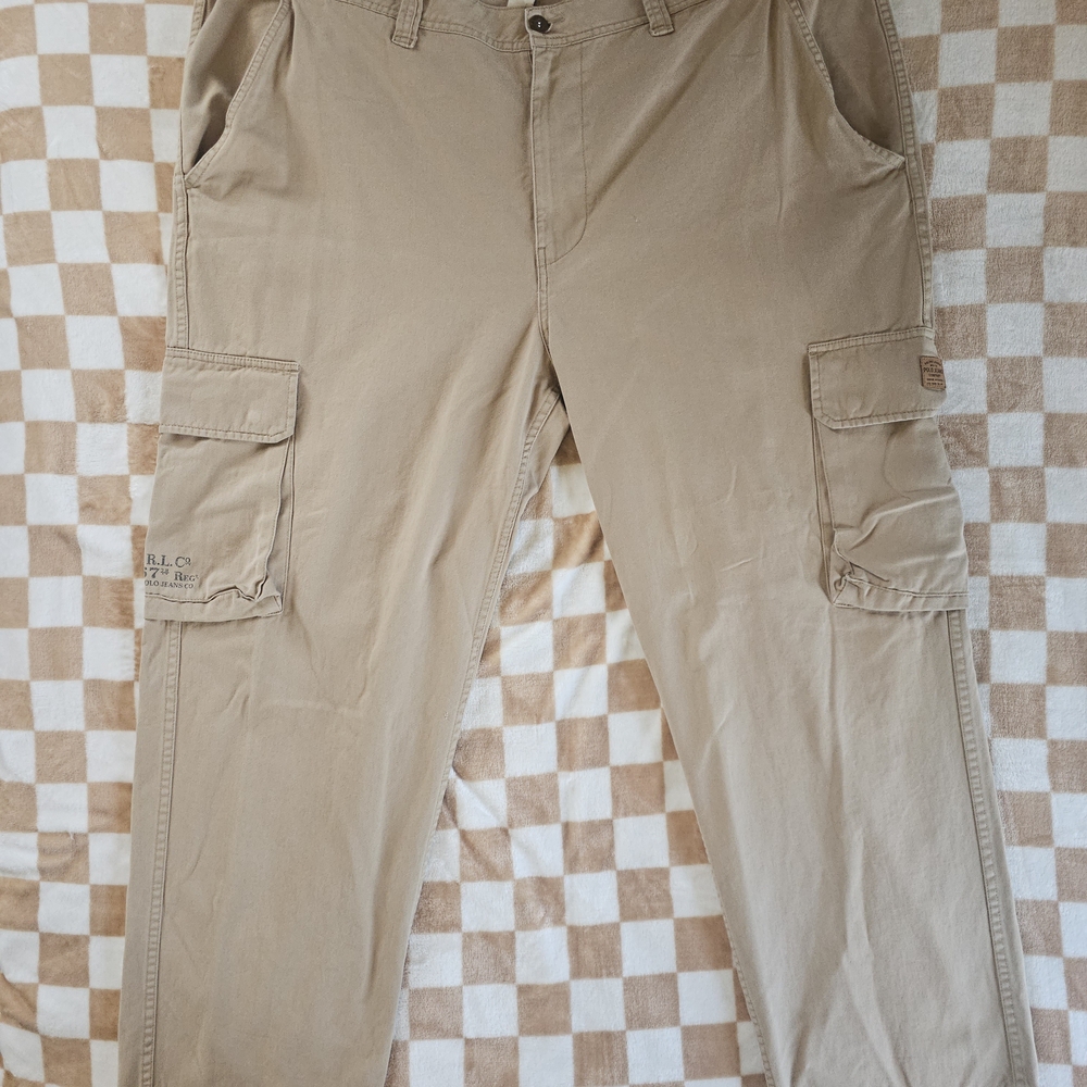 Polo by Ralph Lauren Beige Authentic Military Trousers Cargo Pants Vintage